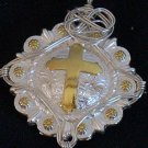 Silver with Gold Cross Concho Pendant (A.C.#17)