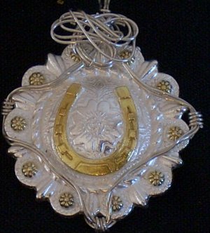 Silver with Gold Horseshoe Concho Pendant (A.C.#18)