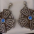 Silver/Blue Celtic Concho Earrings (A.E. #14)