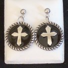 Round with Black Cross Concho Earrings (A.E. #22)