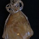 Cream/Brown Pendant wrapped with Sterling Silver Wire (A G #2)
