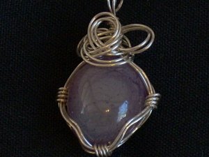 Clear/Purple Agate Pendant wrapped with Sterling Silver Wire (A G #6)