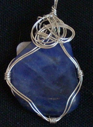 Sodalite Pendant wrapped with Sterling Silver Wire (A G #7)
