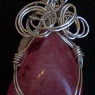 Pink Agate Wrapped with Sterling Silver Pendant (A G #8)
