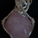 Rose Quartz Pendant wrapped with Sterling Silver Wire (A G #10)