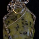 Yellow Granite Pendant wrapped with Sterling Silver Wire(A G #11)