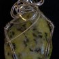 Yellow Granite Pendant wrapped with Sterling Silver Wire(A G #11)