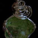 Clear Green Pendant wrapped with Sterling Silver Wire(A G #12)