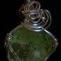 Clear Green Pendant wrapped with Sterling Silver Wire(A G #12)