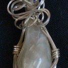 Clear/White Pendant wrapped with Sterling Silver Wire(A G #15)