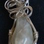 Clear/White Pendant wrapped with Sterling Silver Wire(A G #15)