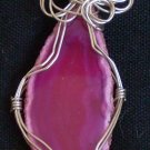 Agate/Slate/Pink Pendant wrapped with Sterling Silver Wire (AG#19))