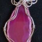 Agate/Slate/Pink Pendant wrapped with Sterling Silver Wire (AG#19))