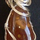 Clear/Brown/with inclusions Pendant wrapped with Sterling Silver Wire(A G #21)