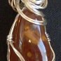 Clear/Brown/with inclusions Pendant wrapped with Sterling Silver Wire(A G #21)
