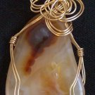 Fire Agate Pendant wrapped with 14K Gold Filled Wire (AG#26)