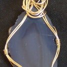 Blue Slate Agate Pendant wrapped with 14K Gold Filled Wire (AG#33)