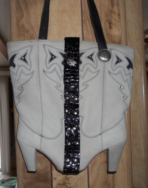 Cream Zodiac High Heel Boot Purse (AB#39)