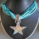 Star Pendant Necklace made w/ Turquoise Beads (AN#11)