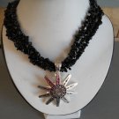 Spur Pendant Necklace made w/ Black Beads (AN#13)