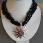 Spur Pendant Necklace made w/ Black Beads (AN#13)