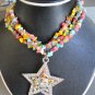 Star Pendant Necklace made w/ Tri Colored Beads (AN#17)
