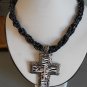Cross Pendant Necklace with Black Beads (AN#24)