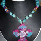 Cross Pendant Necklace made w/ Turquoise Beads (AN#31)
