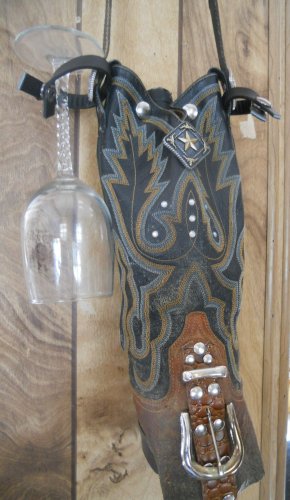 Custom Made! Brown Cowboy Boot Wine Tote (A.W. #16)