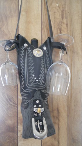 Black and Gray Cowboy Boot Wine Tote (A.W.#24) Custom Made