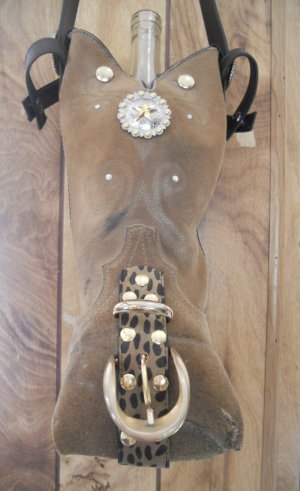 Tan Cowboy Boot Wine Tote (A.W.#18) Custom Made