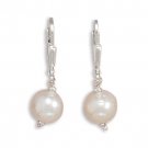 7mm White Cultured Freshwater Pearl with Bead Lever Earrings #1506