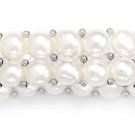 Cultured Freshwater Button Pearl Double Row Stretch Bracelet #22690