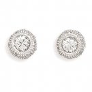 Rhodium Plated 6mm Round CZ/Pave Side Post Earrings #62684