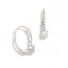 Rhodium Plated Lever Back Earrings with CZ Drop #63709
