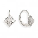 Rhodium Plated Diamond Pattern CZ Euro Earrings #62840