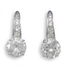 Rhodium Plated Graduated CZ Lever Back Earrings #64188
