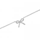 9" + 1" Extension Rhodium Plated Anklet with CZ Bow #9870