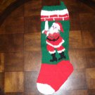 Handcrafted/Hand Made Heritage Knit Christmas Stocking - Santa Hanging a Stocking (Item#08)