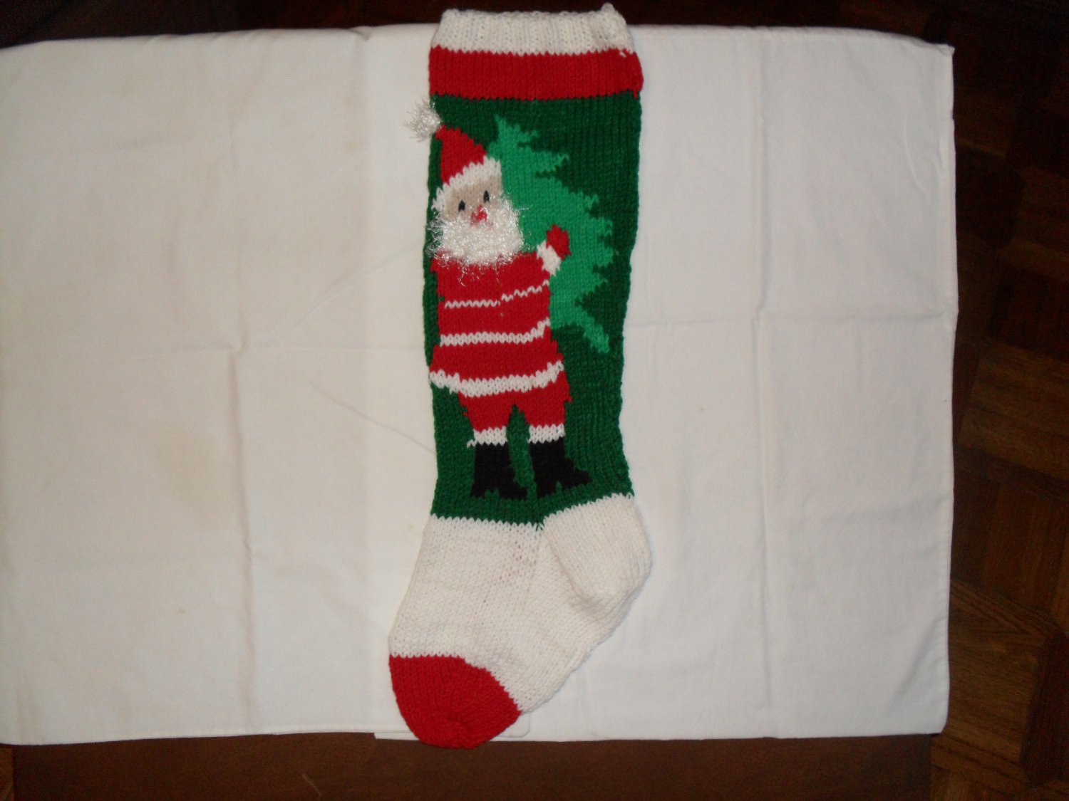 Handcrafted/Hand Made Heritage Knit Christmas Stocking - Santa Carrying ...