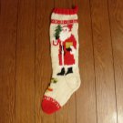 Handcrafted/Hand Made Heritage Knit Christmas Stocking - Old World Santa - Red on Aran (Item#31)