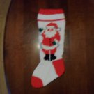 Handcrafted/Hand Made Heritage Knit Christmas Stocking - Santa on White (Item #47)