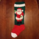 Handcrafted/Hand Made Heritage Knit Christmas Stocking - Santa on Green (Item #48)