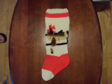 Handcrafted/Hand Made Heritage Knit Christmas Stocking - Western Saddle (Item #54)