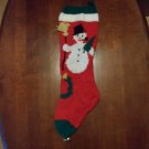 Handcrafted/Hand Made Heritage Knit Christmas Stocking - Snowman w/ Broom (Item#18)
