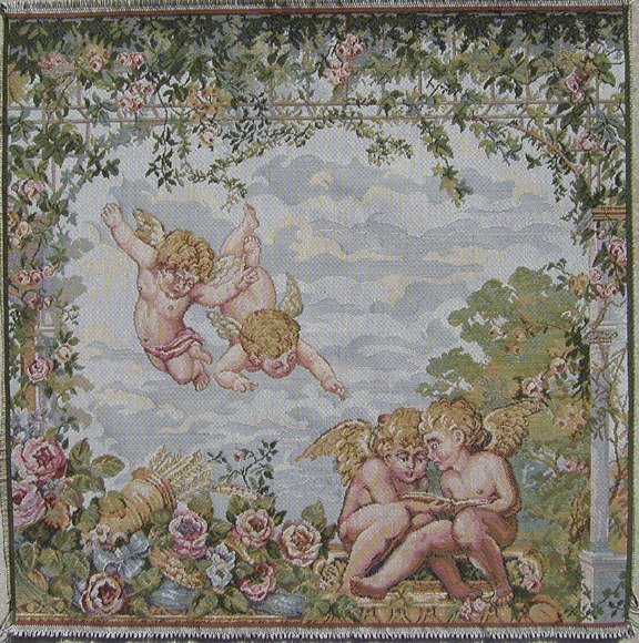 Italian Tapestry Fabric Panel ANGELS 20x20 Free Shipping