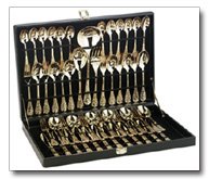 Sterlingcraft Goldplated Flatware Set With Ribbon Design
