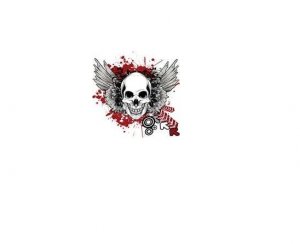 Red winged skull