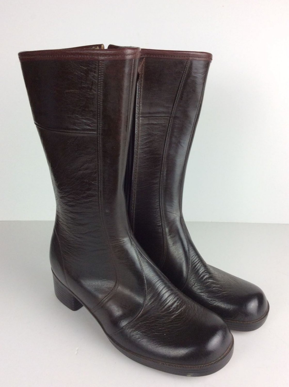 WATERPROOF Women's Boots Size 6 Made in USA Fleece Lined Leather Zip