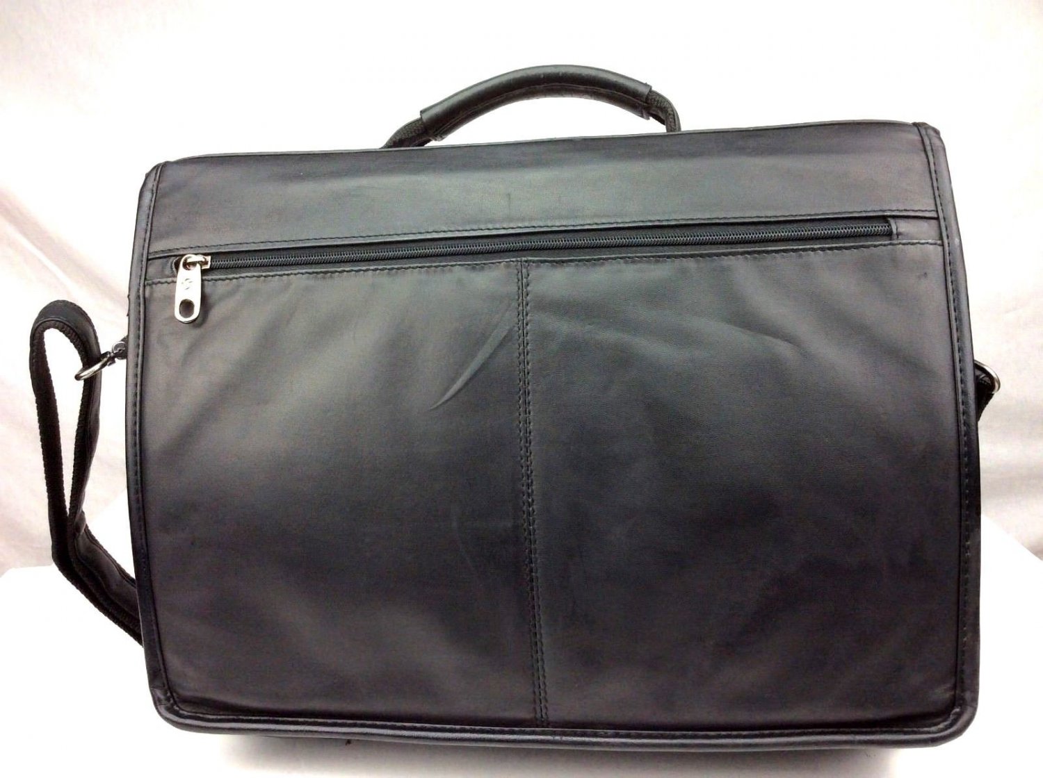 Samsonite Leather Briefcase Black Flapover Laptop Computer Messenger ...